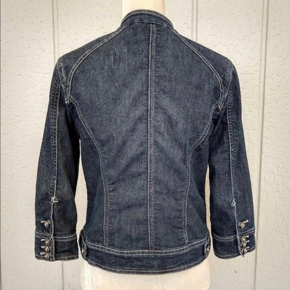 Chico's Platinum Rhinstone Jean Jacket Size Medium - Picture 3 of 12